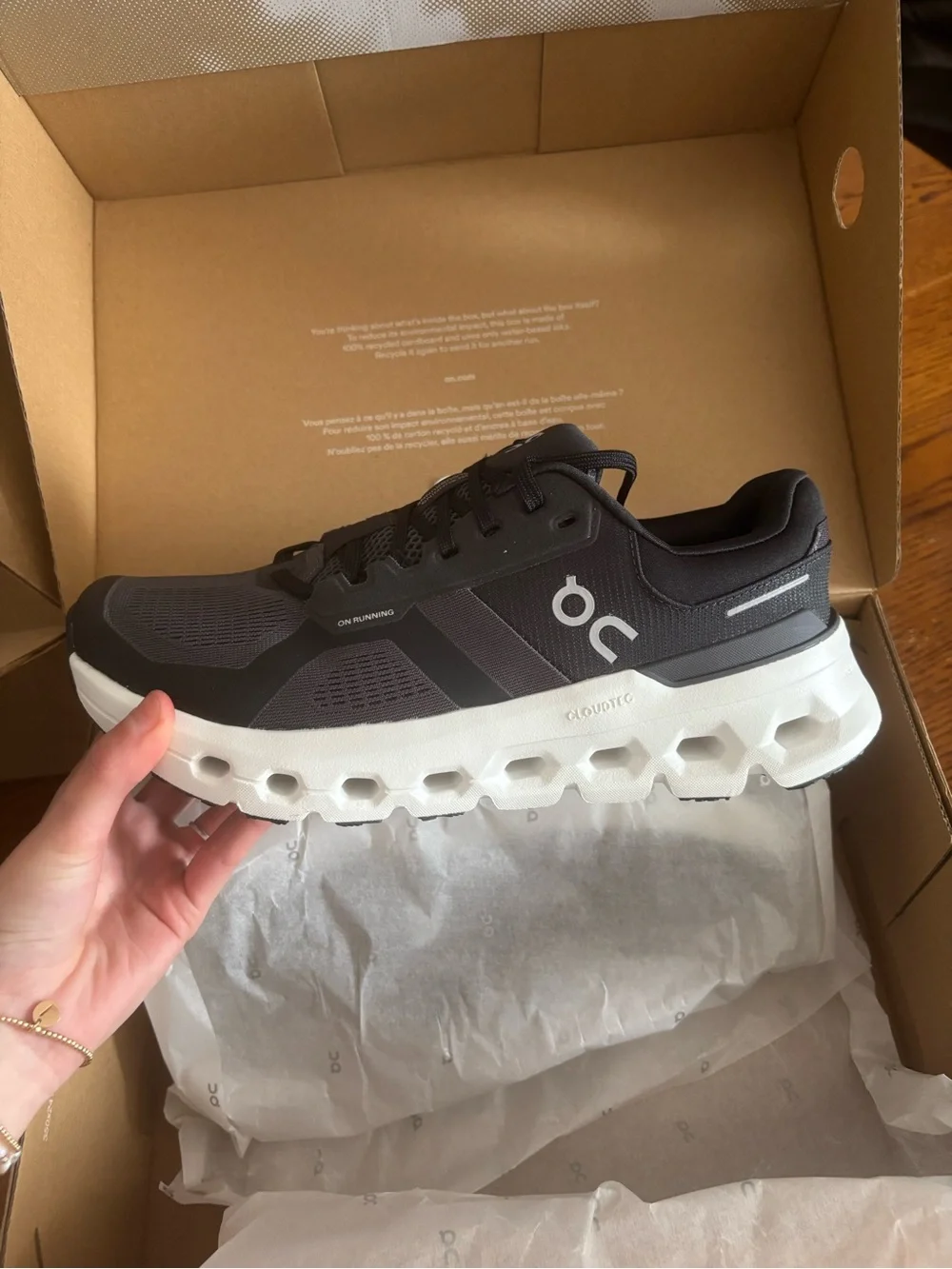 On Running Women's Black and White Cloud Cushioning Running Shoes